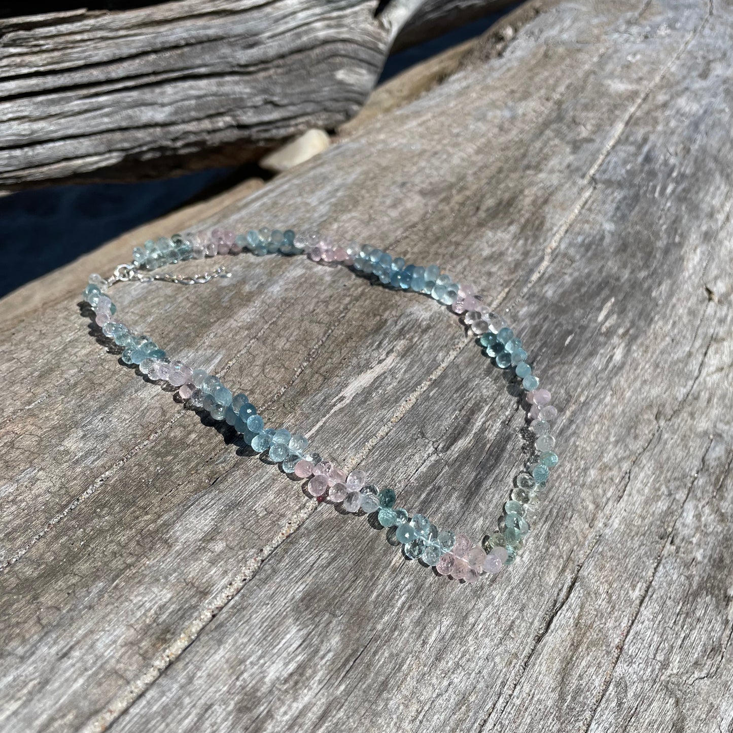 Aquamarine and Beryl Droplet Necklace